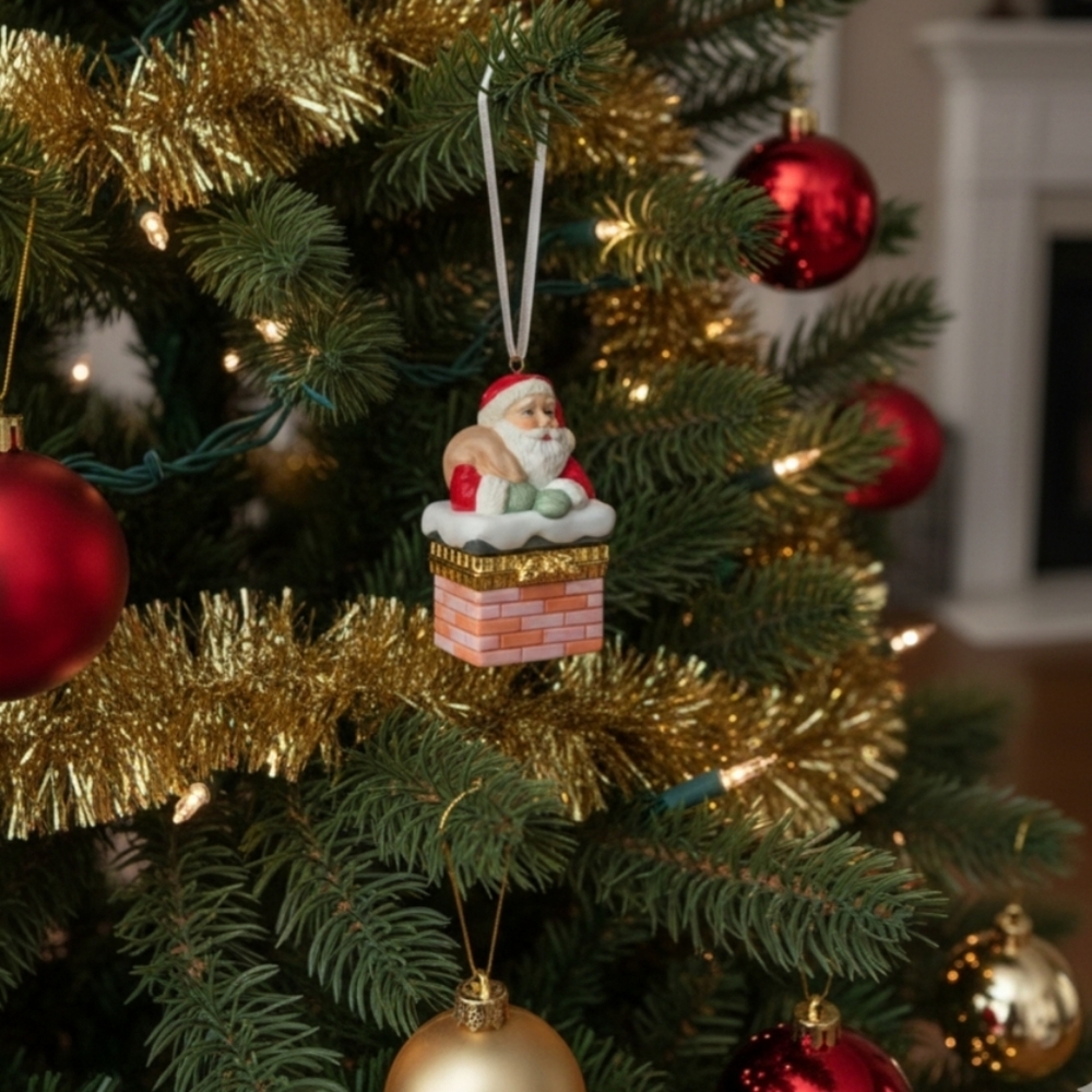 Hallmark 2001 Keepsake Ornament Santa's Sweet Surprise Porcelain Hinged Box